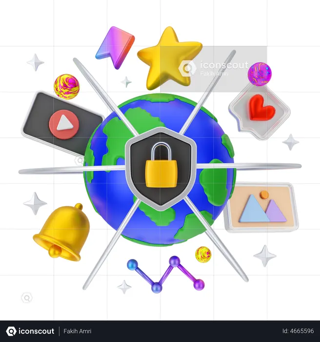 Marketing seguro en redes sociales  3D Icon