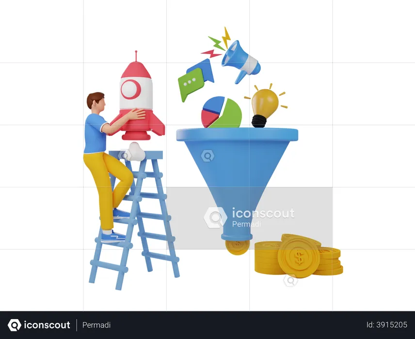 Marketing funnel  3D Illustration