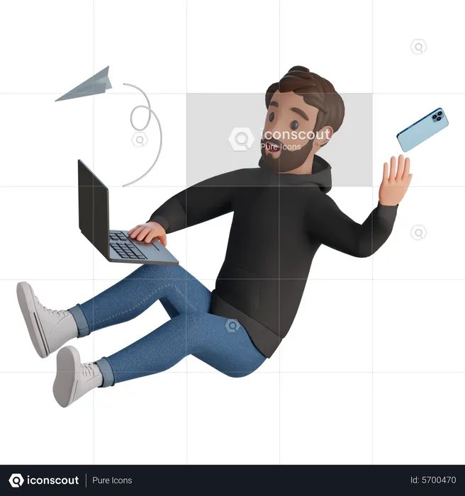 Marketing manager working on laptop  3D Illustration