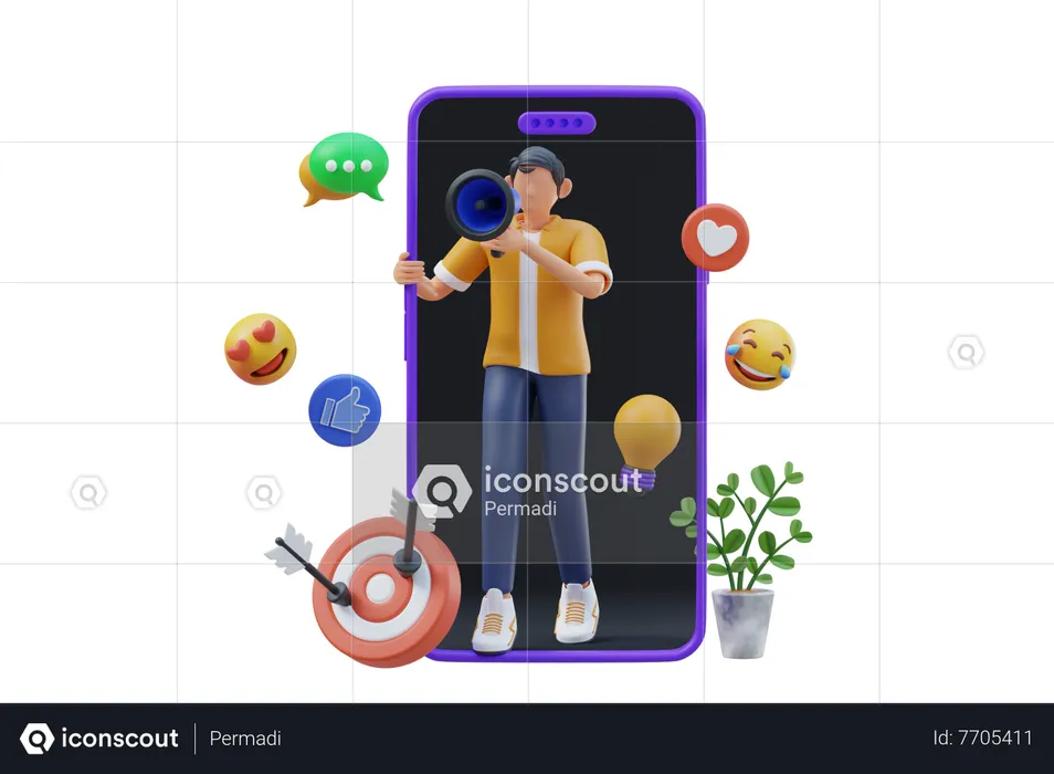 Marketing mobile  3D Illustration