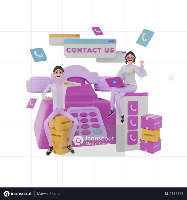 Marketing people provide customer service  3D Icon