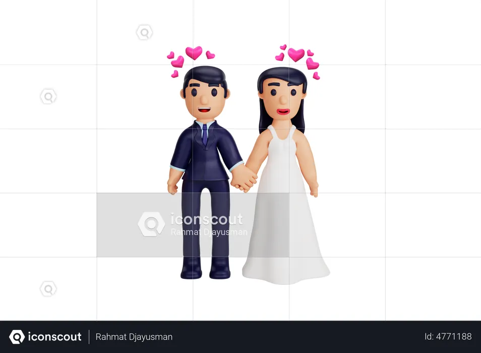 Married Couple Standing  3D Illustration