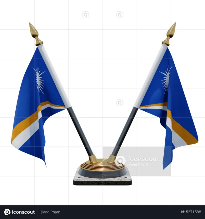 Marshall Islands Double (V) Desk Flag Stand Flag 3D Icon