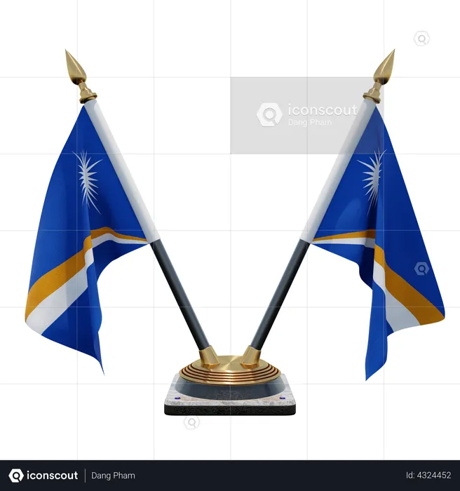 Doppelter Tischflaggenständer der Marshallinseln Flag 3D Flag