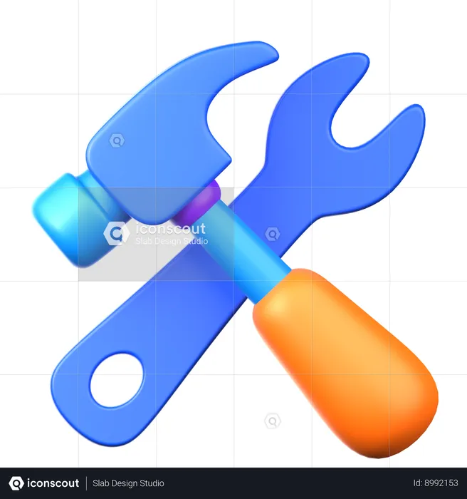 Marteau et clé  3D Icon