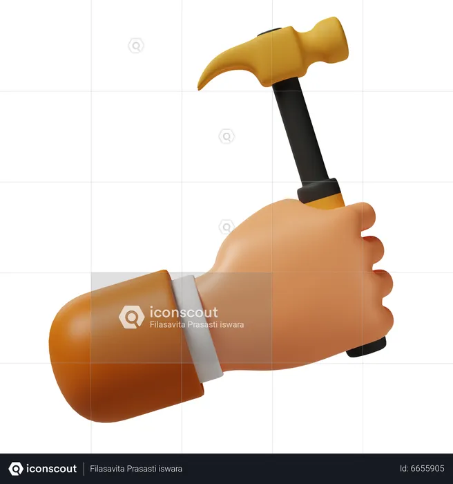 Mão segurando o martelo  3D Icon