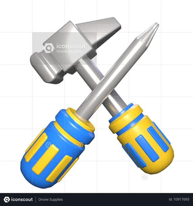 Martillo y tornillo  3D Icon