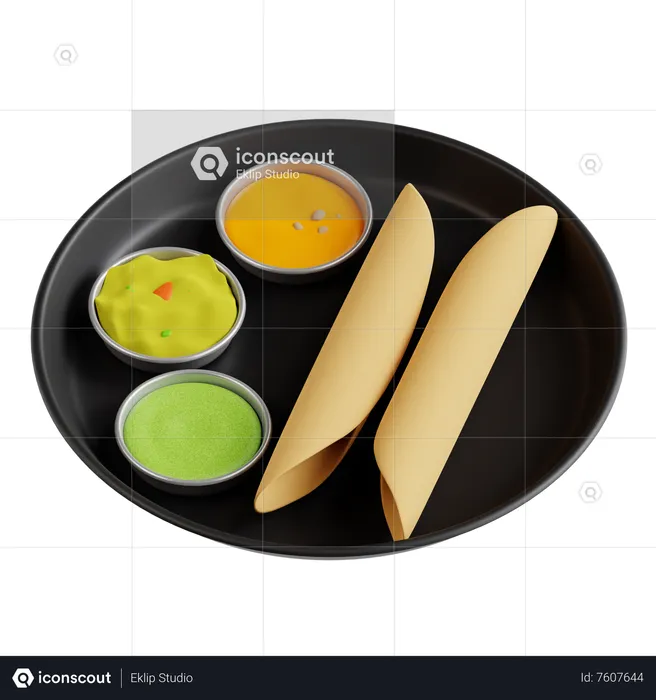 Masala Dosa  3D Icon