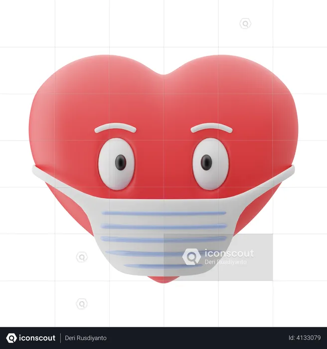 Mask Heart Emoji 3D Emoji
