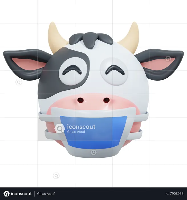 Vache portant un masque Emoji 3D Icon