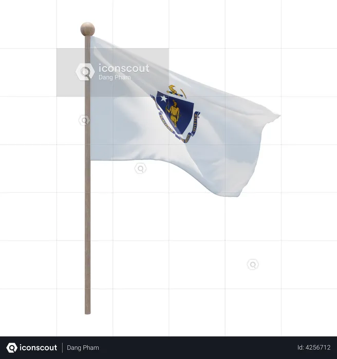 Massachusetts Flagpole Flag 3D Flag