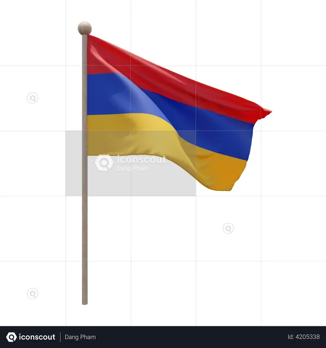 Mastro de bandeira da Armênia  3D Flag