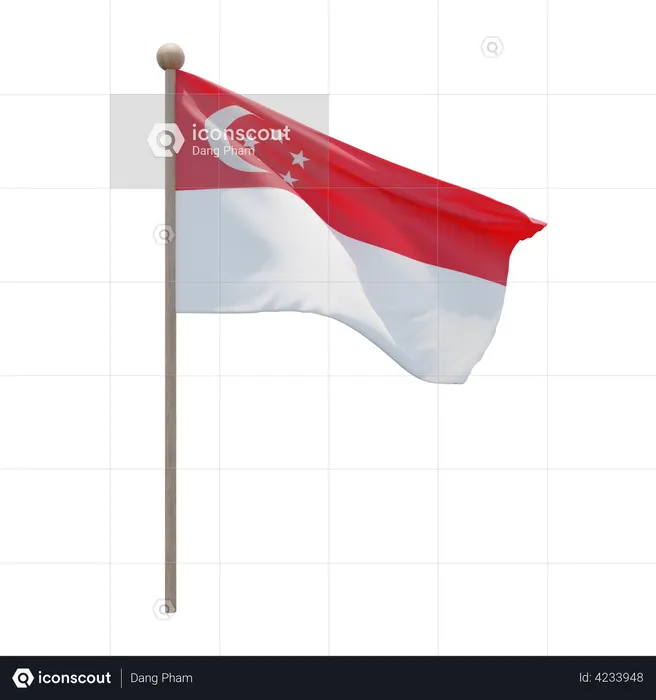 Mastro de bandeira de Singapura  3D Flag