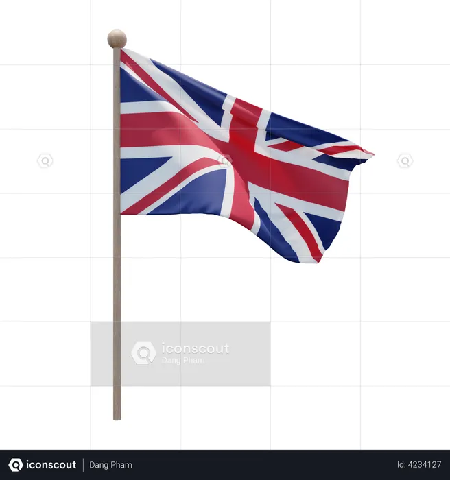 Mastro de bandeira do reino unido  3D Flag
