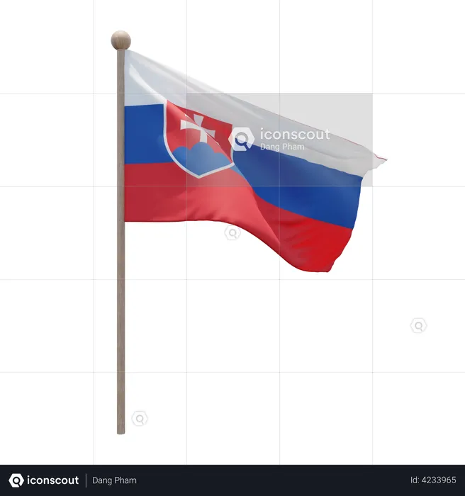 Mastro de bandeira da Eslováquia  3D Flag