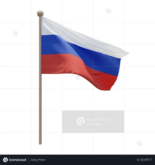 Mastro de bandeira da Rússia  3D Flag