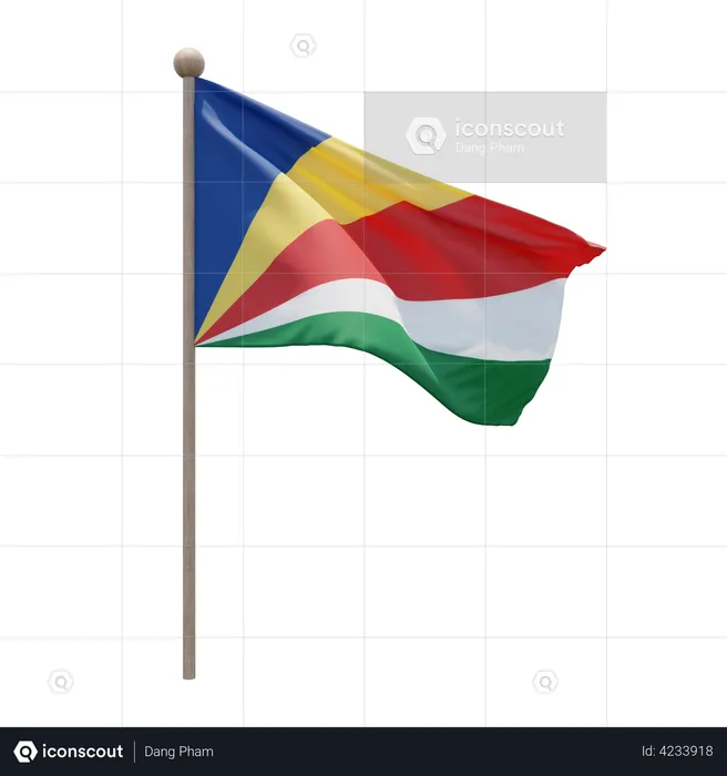 Mastro de bandeira das Seychelles  3D Flag