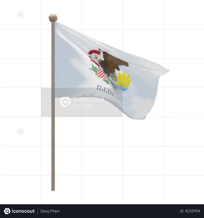 Mastro de bandeira de Illinois  3D Flag