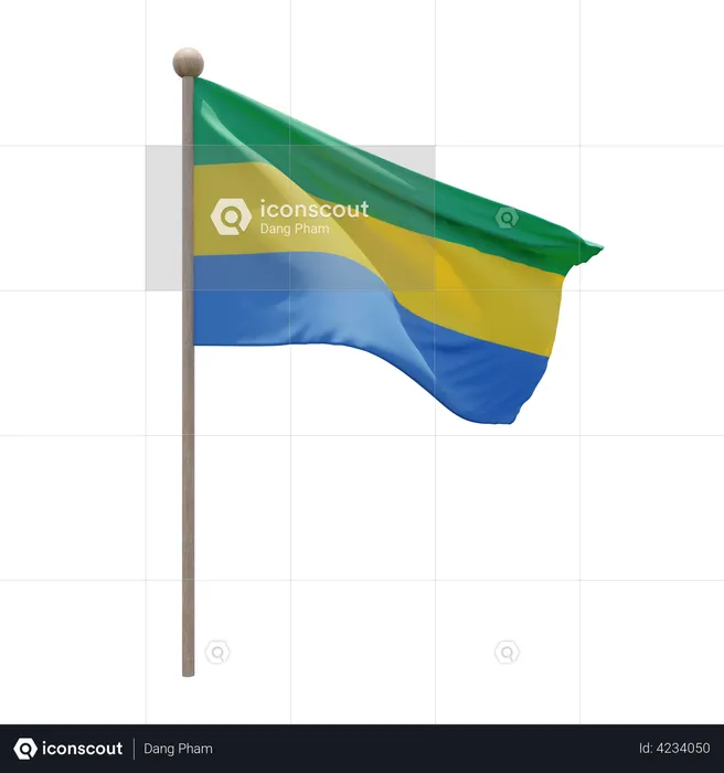 Mastro de bandeira do Gabão  3D Flag