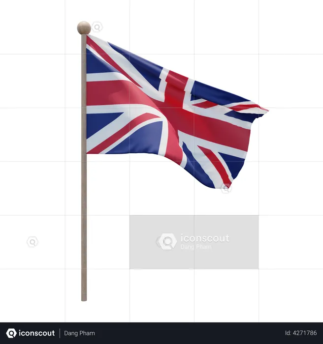 Mastro de bandeira do reino unido Flag 3D Flag
