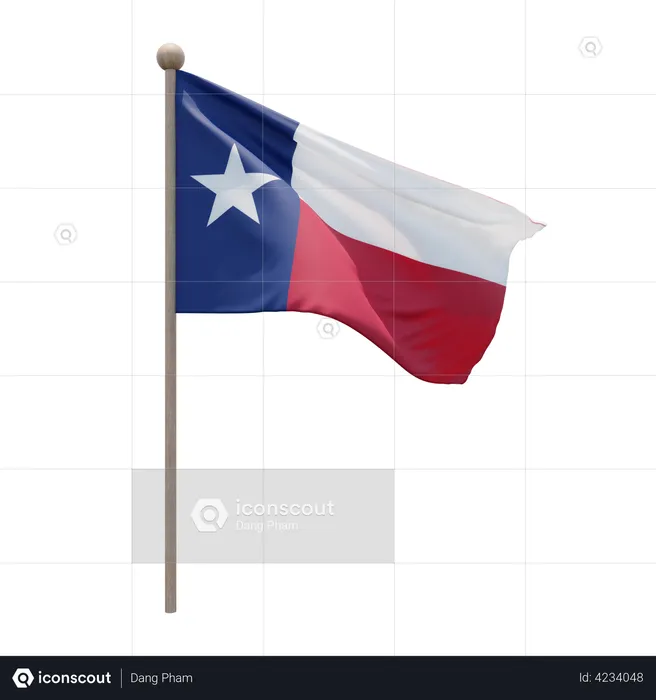 Mastro de bandeira do Texas  3D Flag