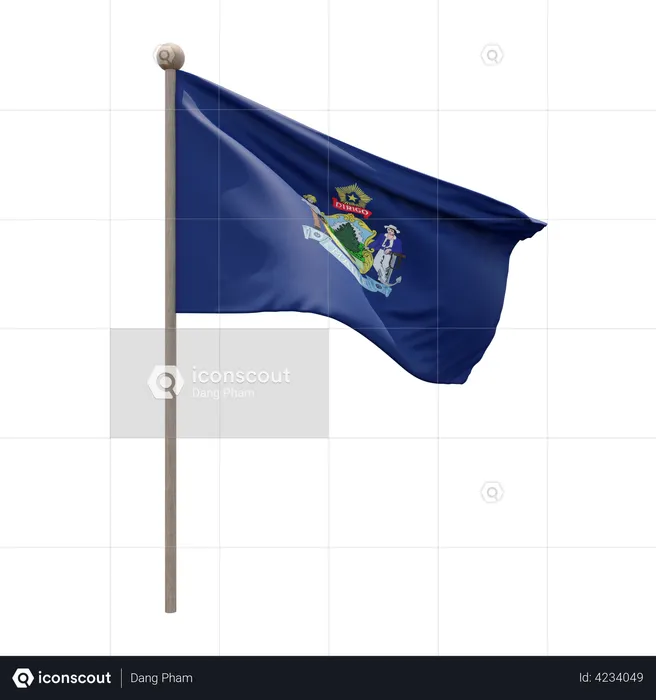 Mât de drapeau du Maine  3D Flag