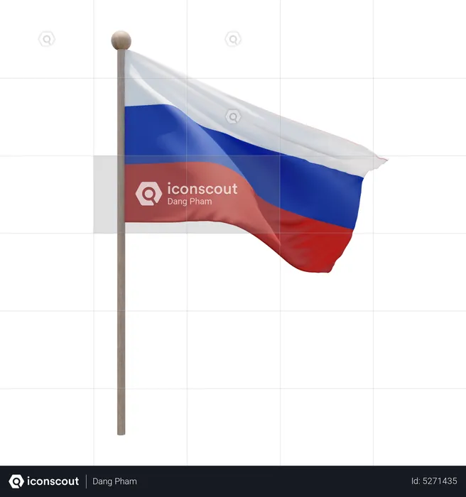 Mât de drapeau de la Russie Flag 3D Icon