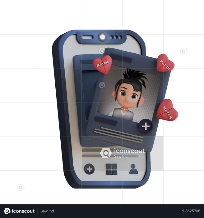 Match Girl Dating App  3D Icon