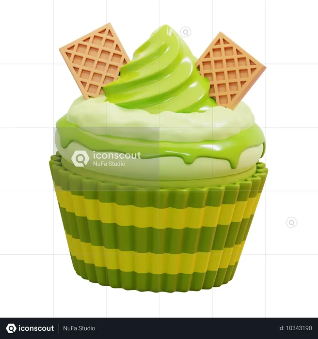 Matcha-Cupcake  3D Icon