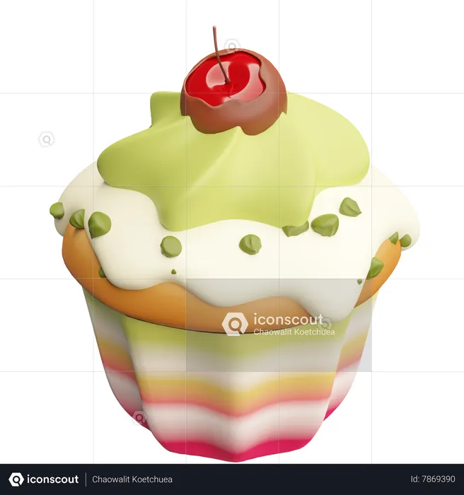 Matcha Cupcake  3D Icon