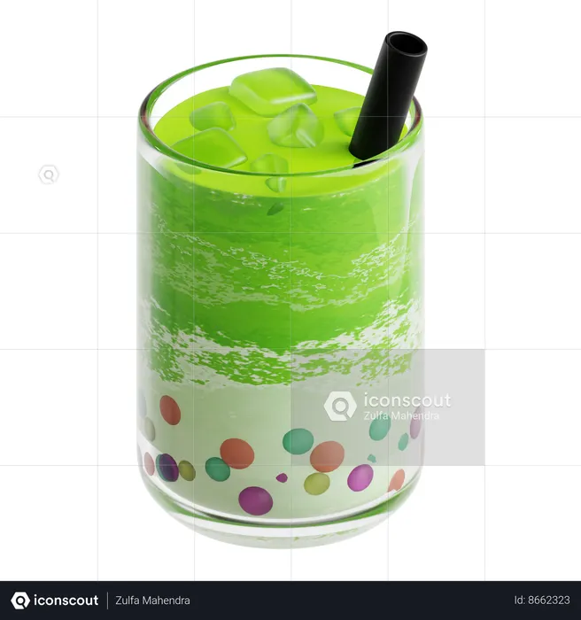 Matcha Rainbow Bubble Tea  3D Icon
