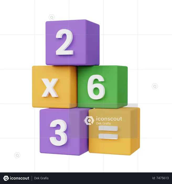 Math Blocks 3D Icon download in PNG, OBJ or Blend format