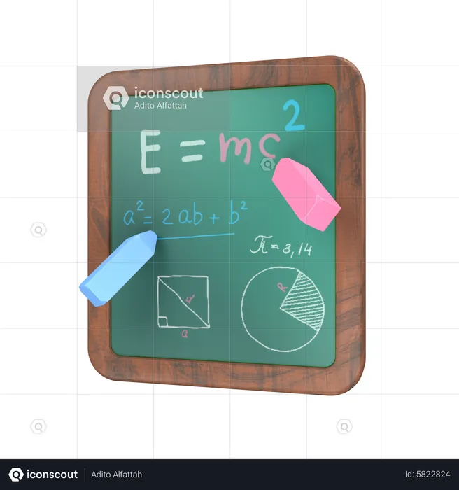 Math Lesson Chalkboard  3D Icon