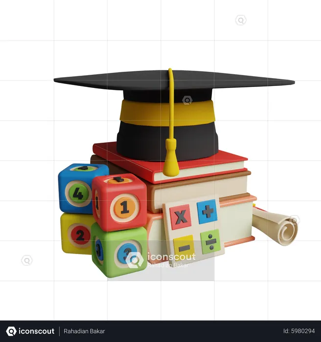 Mathematics Graduation  3D Icon