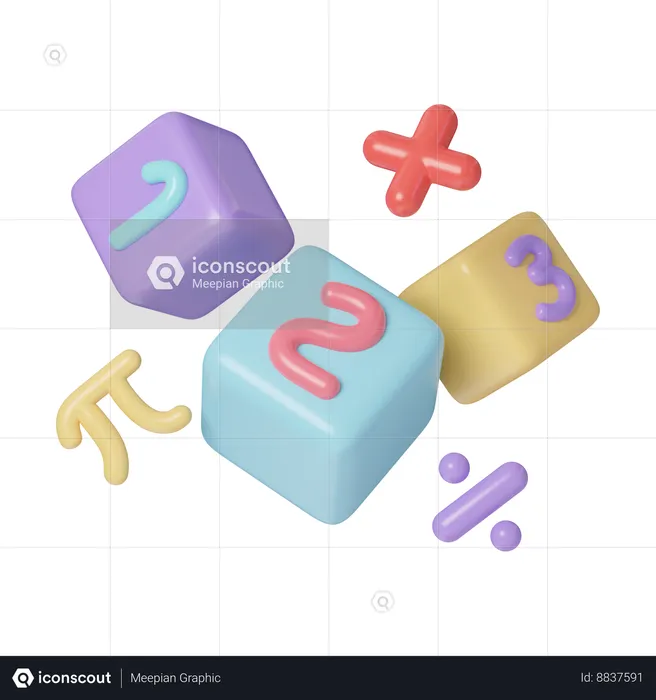 Maths Cube  3D Icon