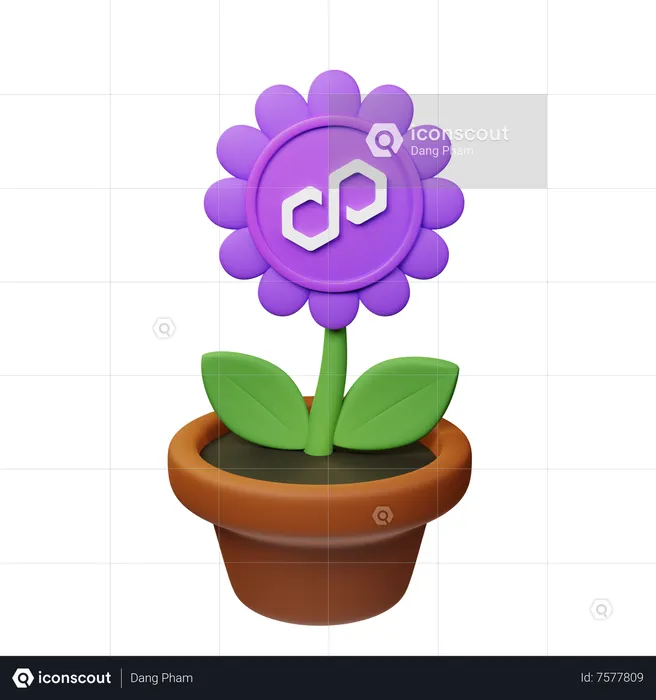 Matic Crypto Plant Pot  3D Icon