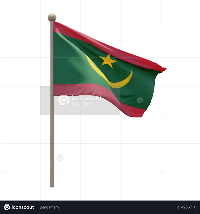 Mauretanien Fahnenmast Flag 3D Flag