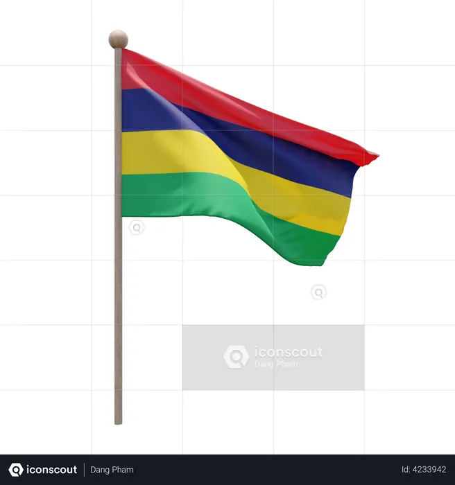 Mât de drapeau de l'île Maurice  3D Flag