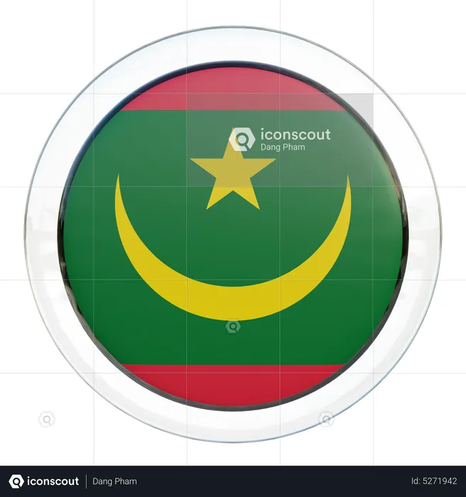 Mauritania Round Flag Flag 3D Icon