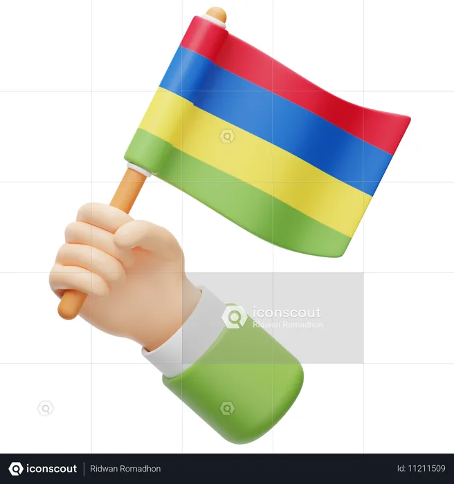 Mauritius Flag Hand Flag Flag 3D Icon