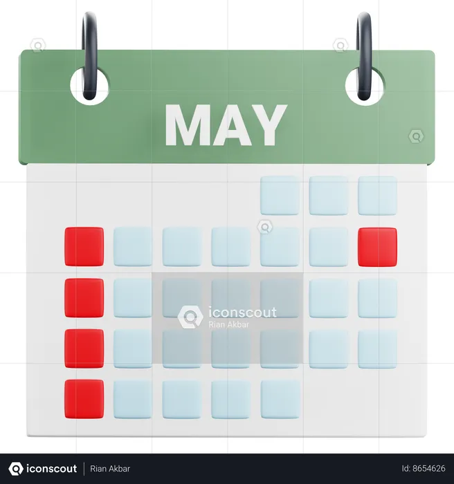 May Calendar  3D Icon