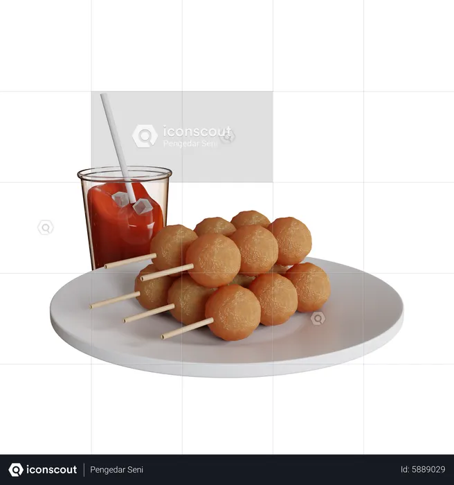 Meatball Satay  3D Icon