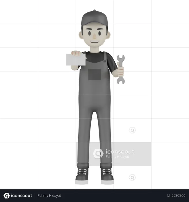Mechanic Showing Card  3D Illustration