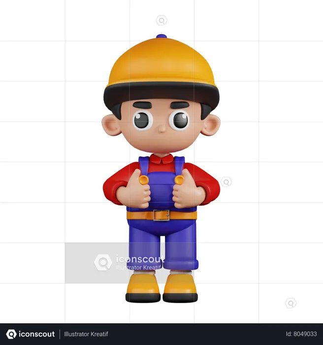 Mechanic Showing Thumbs Up  3D Illustration