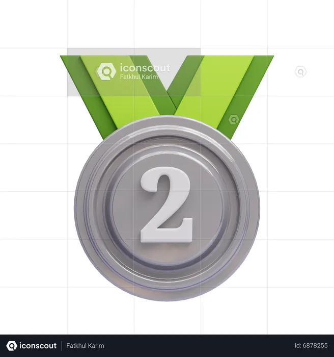 Médaille d'argent avec numéro  3D Icon