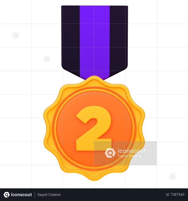 Médaille de deuxième position  3D Icon