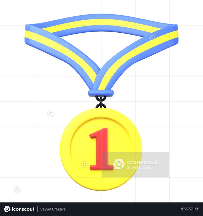 Médaille de la première place  3D Icon