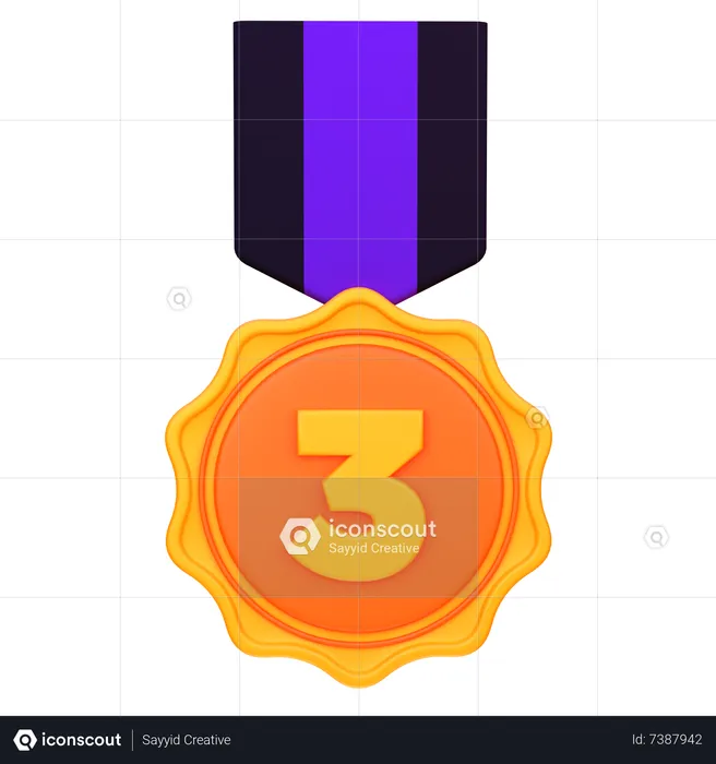 Medaille für den dritten Platz  3D Icon