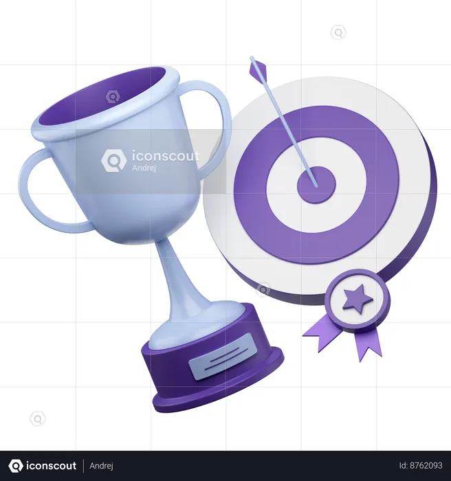 Medal And Trophy Awarded For Success  3D Icon
