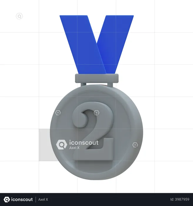 Medalha de segundo lugar  3D Illustration